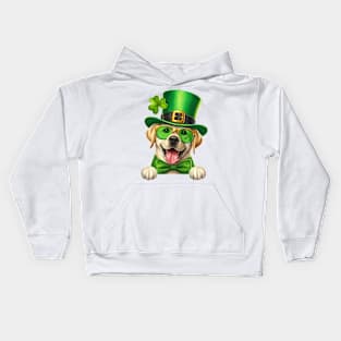 St Patricks Day Peeking Labrador Retriever Dog Kids Hoodie